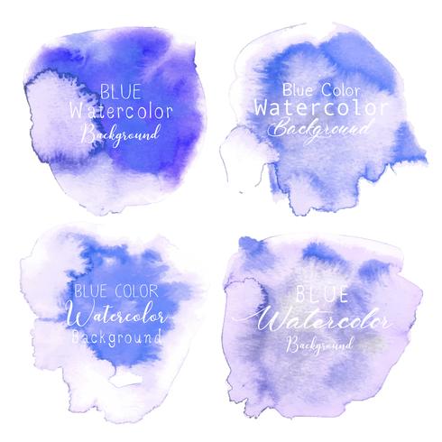 Blue abstract watercolor background. Watercolor element for card. Vector illustration.