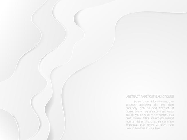 Abstract white and gray water wave background paper cut style. vector