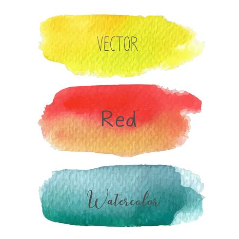 Set of colorful brush strokes watercolor on white baclground, Vector illustration.