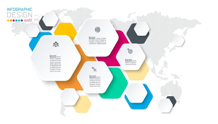 Hexagon inforgraphics on vector graphic art.