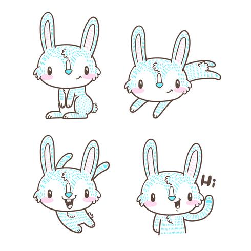 Vecteur De Doodle Mignon Petit Lapin Et Dessin Animé Lapin