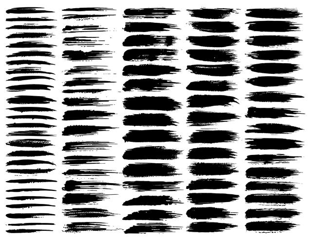 Set of brush strokes, Black ink grunge brush strokes. Vector illustration.