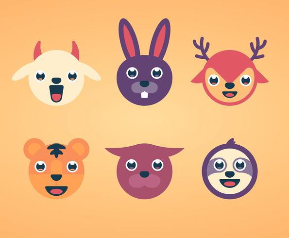 Conjunto de caras de animales vector