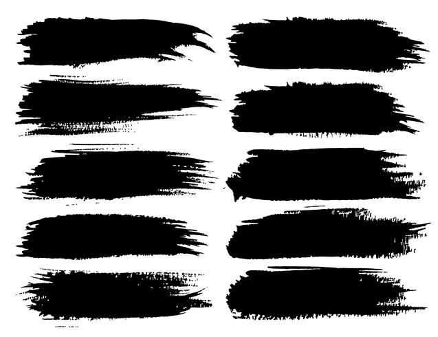 Set of brush strokes, Black ink grunge brush strokes. Vector illustration.	
