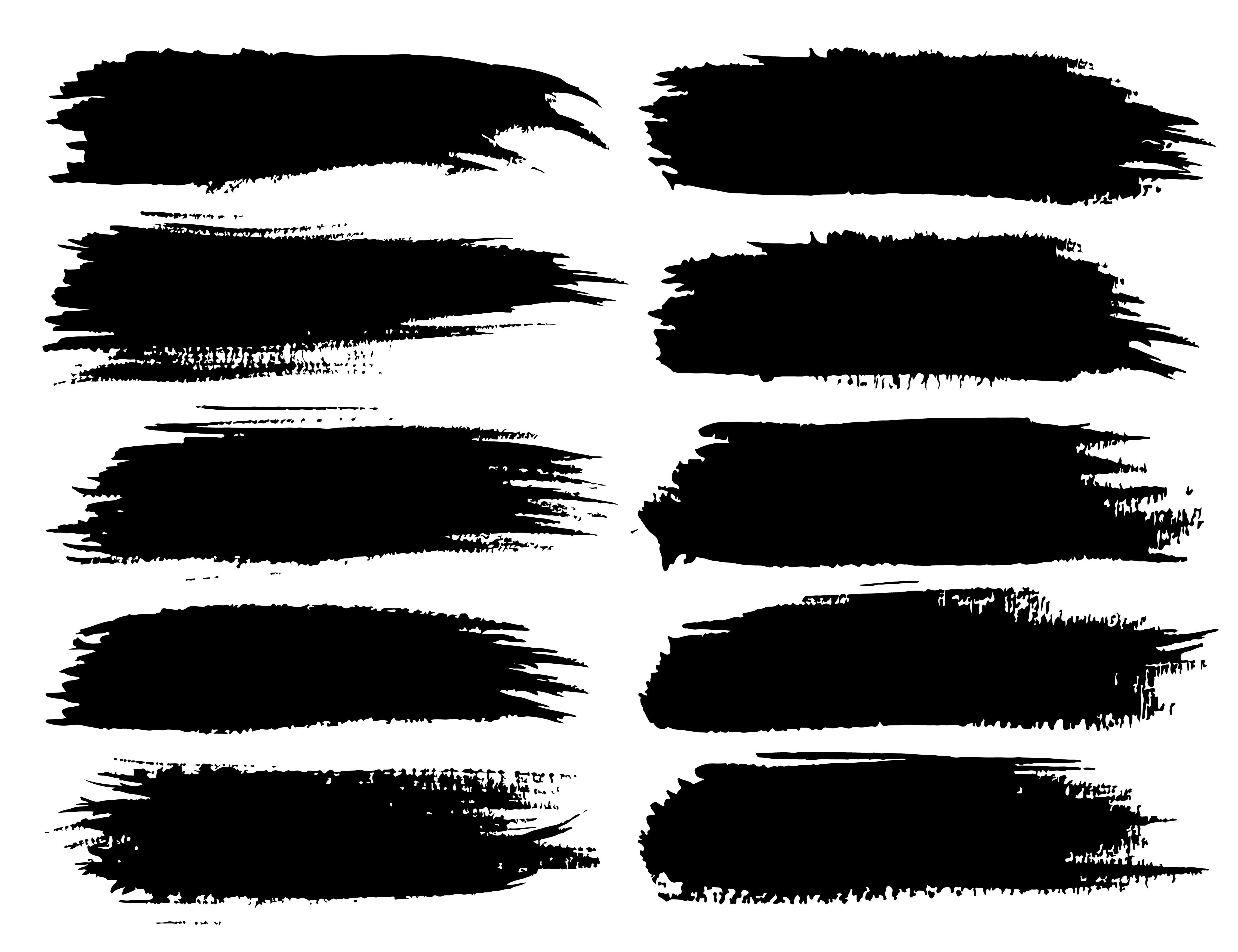 Set of brush strokes, Black ink grunge brush strokes. Vector