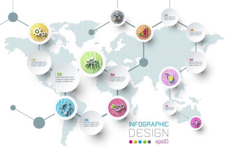 Business infographic with 8 steps. vector