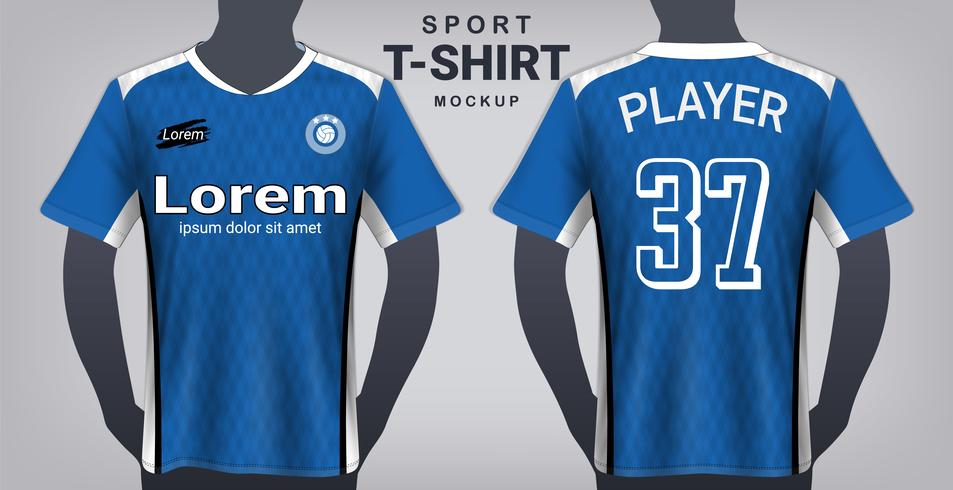 Plantilla de maqueta de camiseta de fútbol y camiseta deportiva, vista frontal y trasera de diseño gráfico realista para uniformes de equipos de fútbol. vector