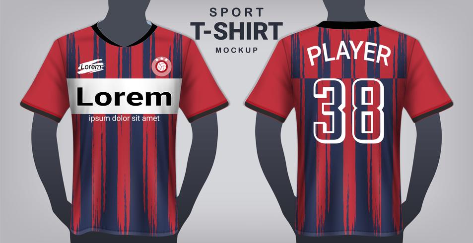 Plantilla de maqueta de camiseta de fútbol y camiseta deportiva, vista frontal y trasera de diseño gráfico realista para uniformes de equipos de fútbol. vector