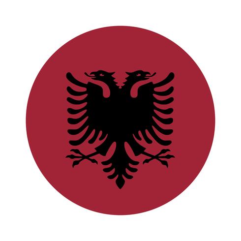 Round flag of Albania.  vector
