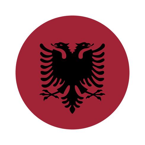 Bandera redonda de albania. vector