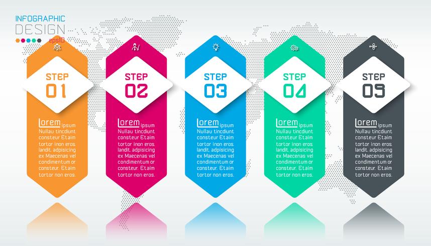 Business infographic with 5 steps. vector