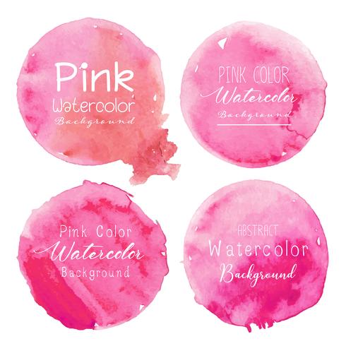 Pink watercolor circle set on white background. Vector illustration.