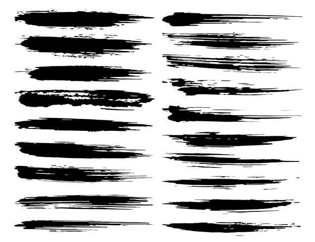 Set of brush strokes, Black ink grunge brush strokes. Vector