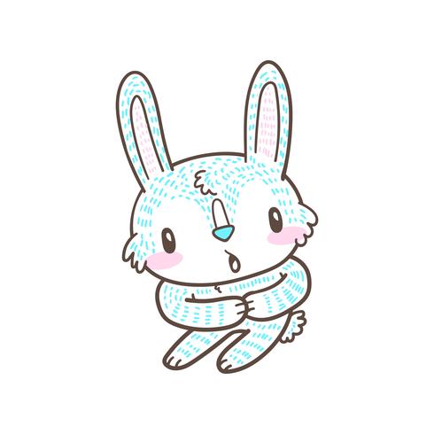 lindo conejito y conejo dibujos animados doodle vector