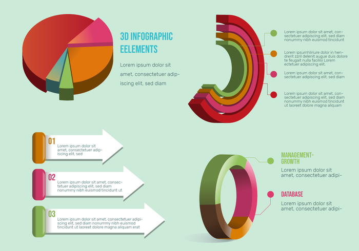 Conjunto de vectores de elementos de infografía 3D