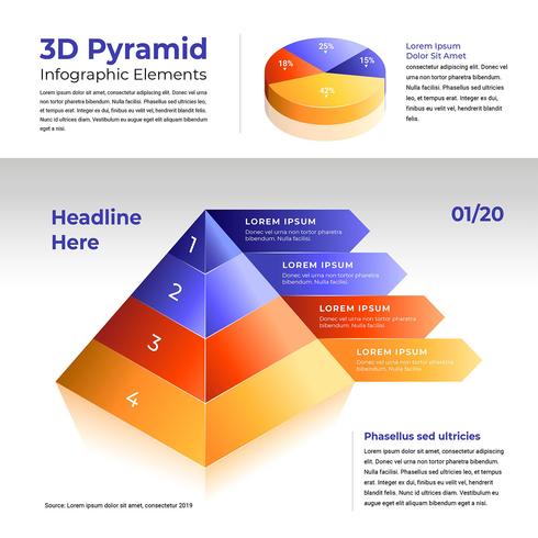 3D Pyramid Infographic Elements vector