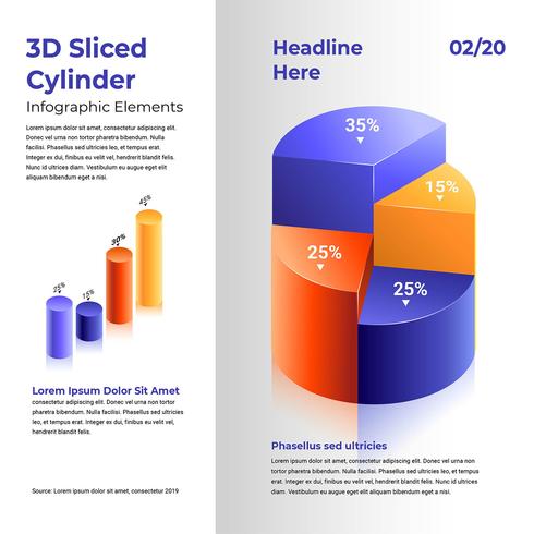 3D Sliced Cylinder Infographic Elements vector