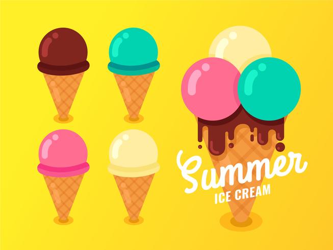 Summer Ice Cream Vector Illustration