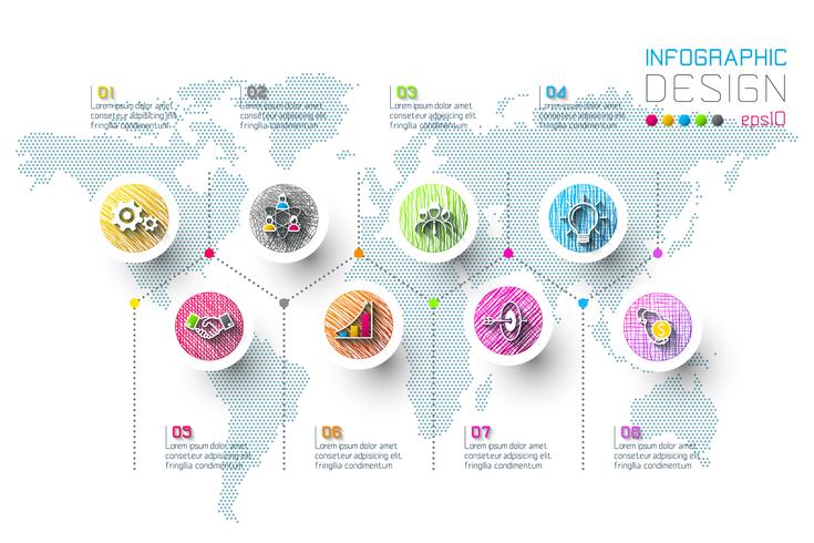 Infografía de negocios con 8 pasos. vector