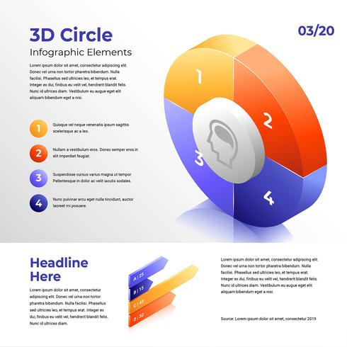 3D Circle Parts Infographic Elements vector