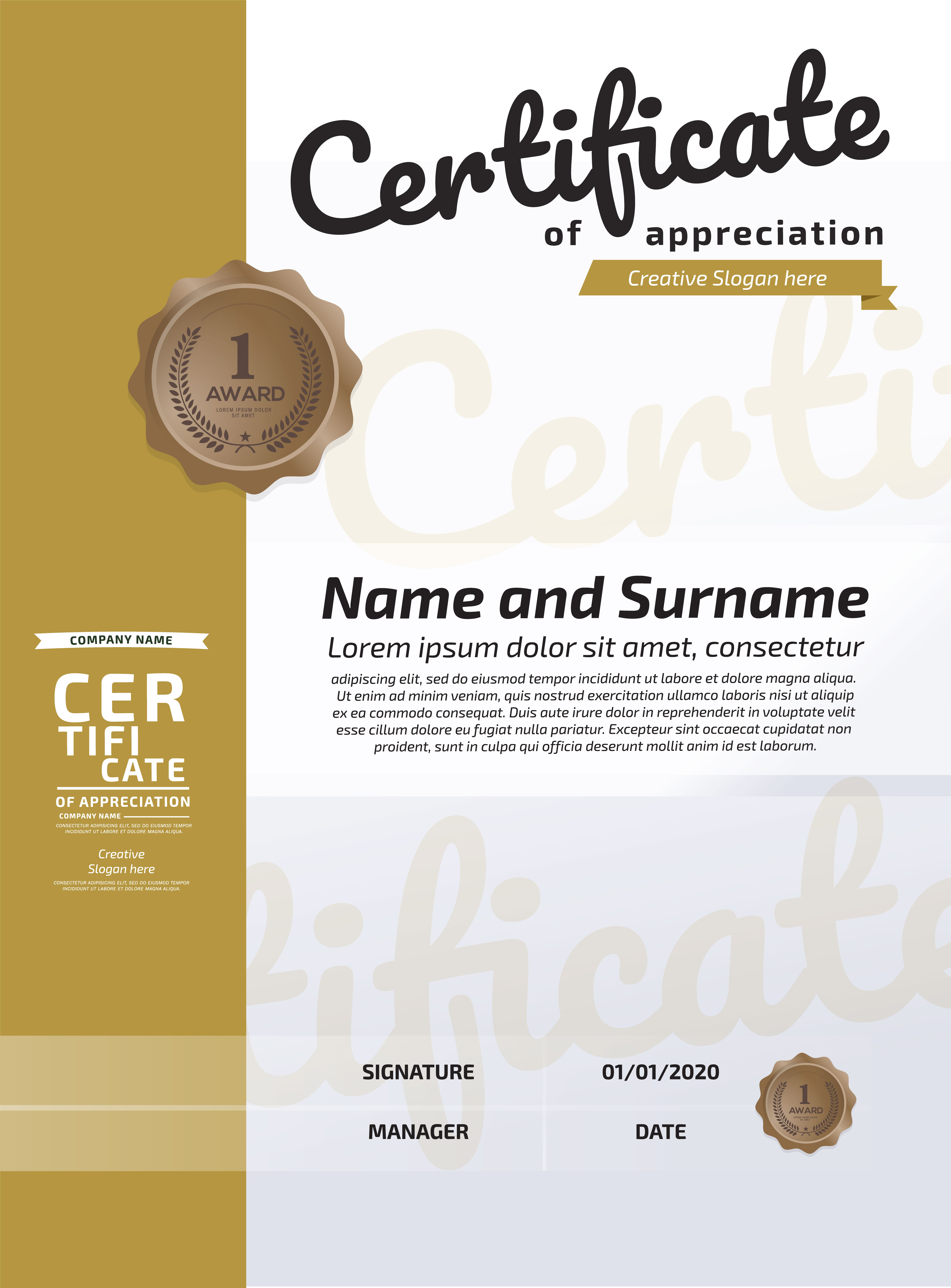 Certificate Template Size