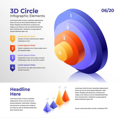  3D CIrcle Parts Infographic Elements vector