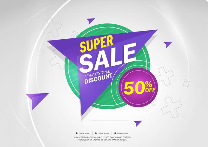 Super venta y oferta especial. 50% rebajado. Ilustración del vector. Color del tema. vector