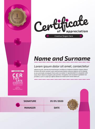 Certificate Of Appreciation Award Template. Illustration Certificate In A4 Size Pattern vector