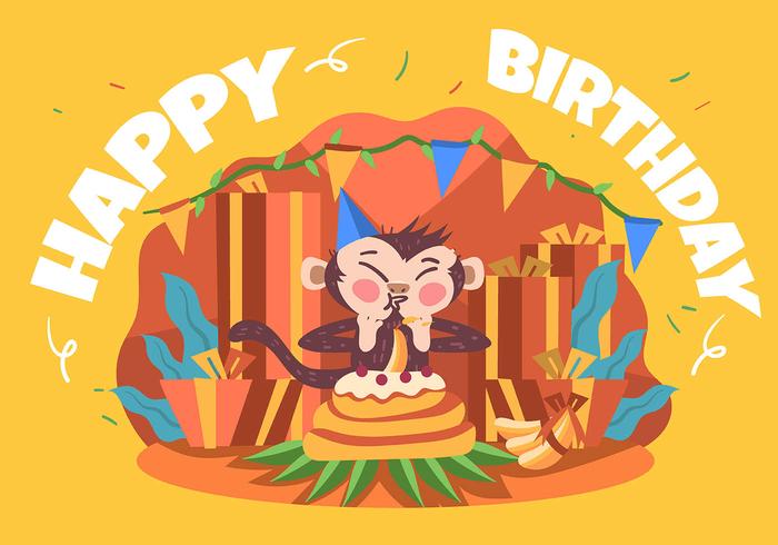 Happy Birthday Animal Monkey vector