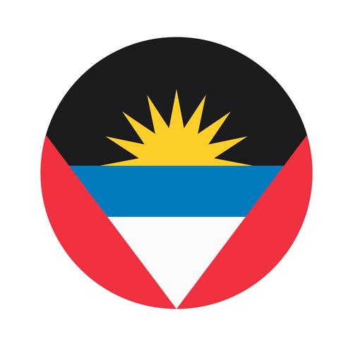 Bandera redonda de antigua y barbuda. vector