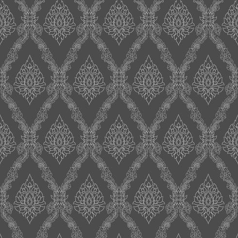 Seamless lined pattern thai art background decoration. vector