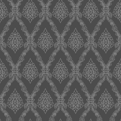 Seamless lined pattern thai art background decoration. vector