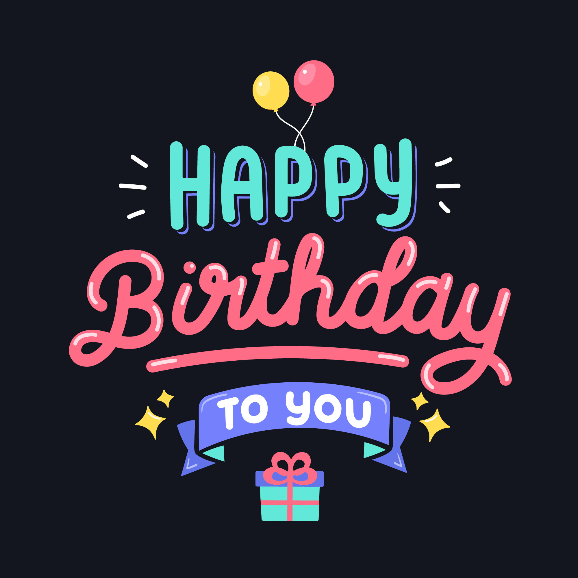 Download Happy Birthday Typography Design 556362 - Download Free Vectors, Clipart Graphics & Vector Art