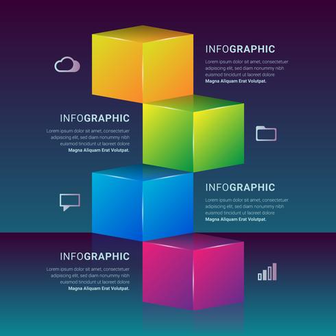 3D Infographic Box Graph Steps Element vector
