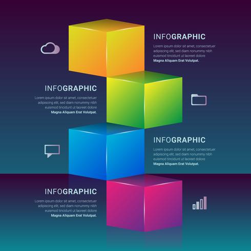 Elemento de infografía 3D cuadro gráfico pasos vector