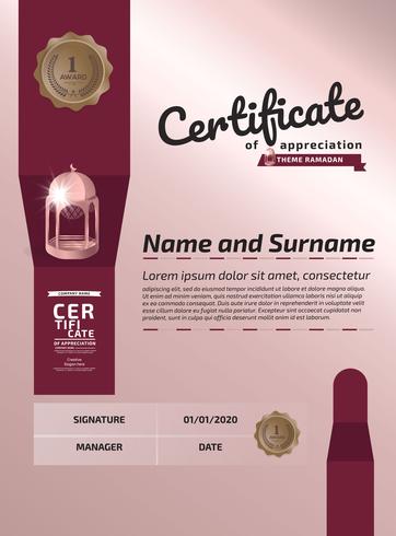 Certificate Of Appreciation Award Template. Illustration Certificate In A4 Size Pattern vector