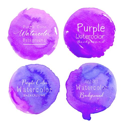 Purple watercolor circle set on white background. Vector illustration.	