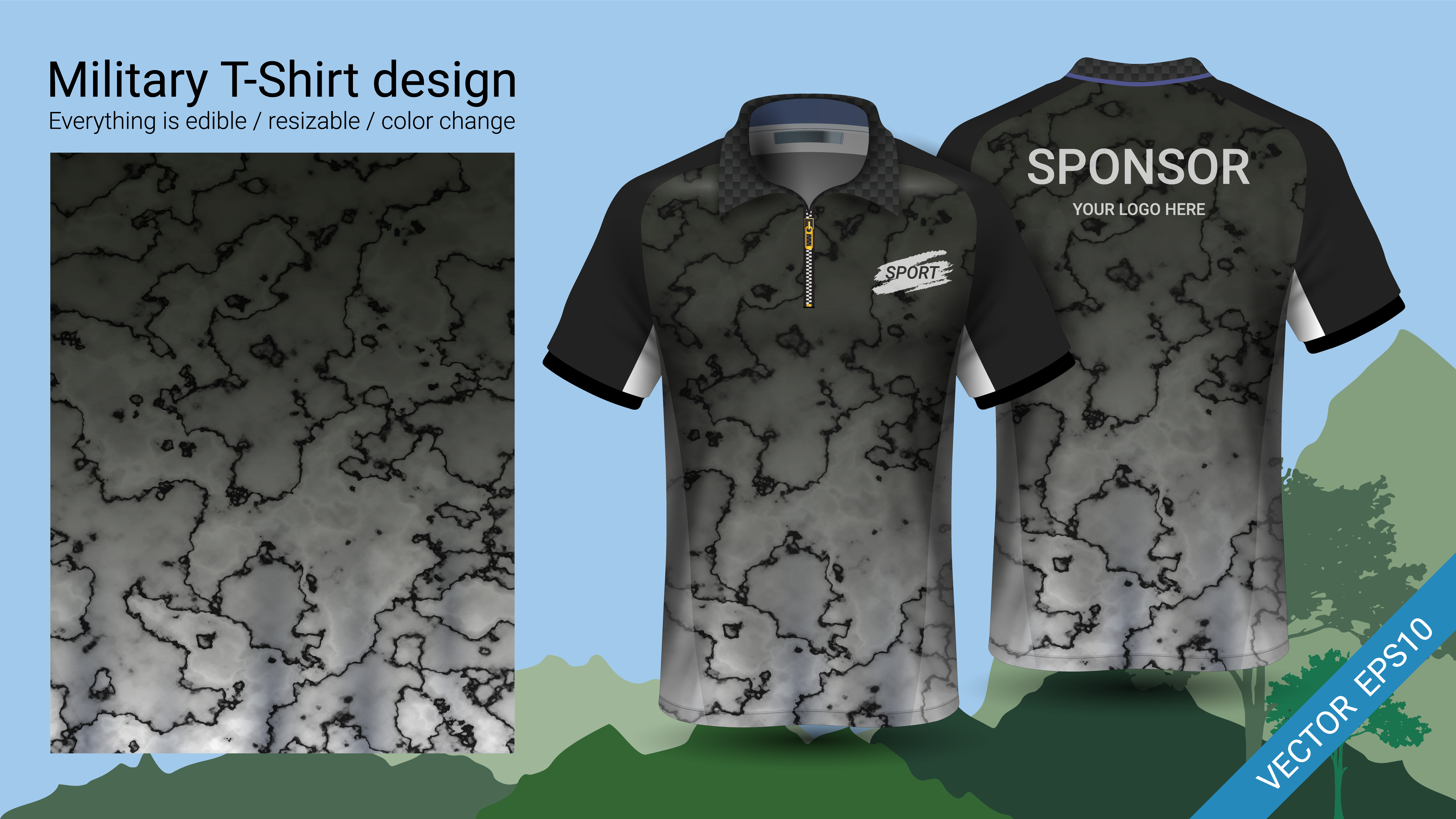 Download Military polo t-shirt design, with camouflage print ...
