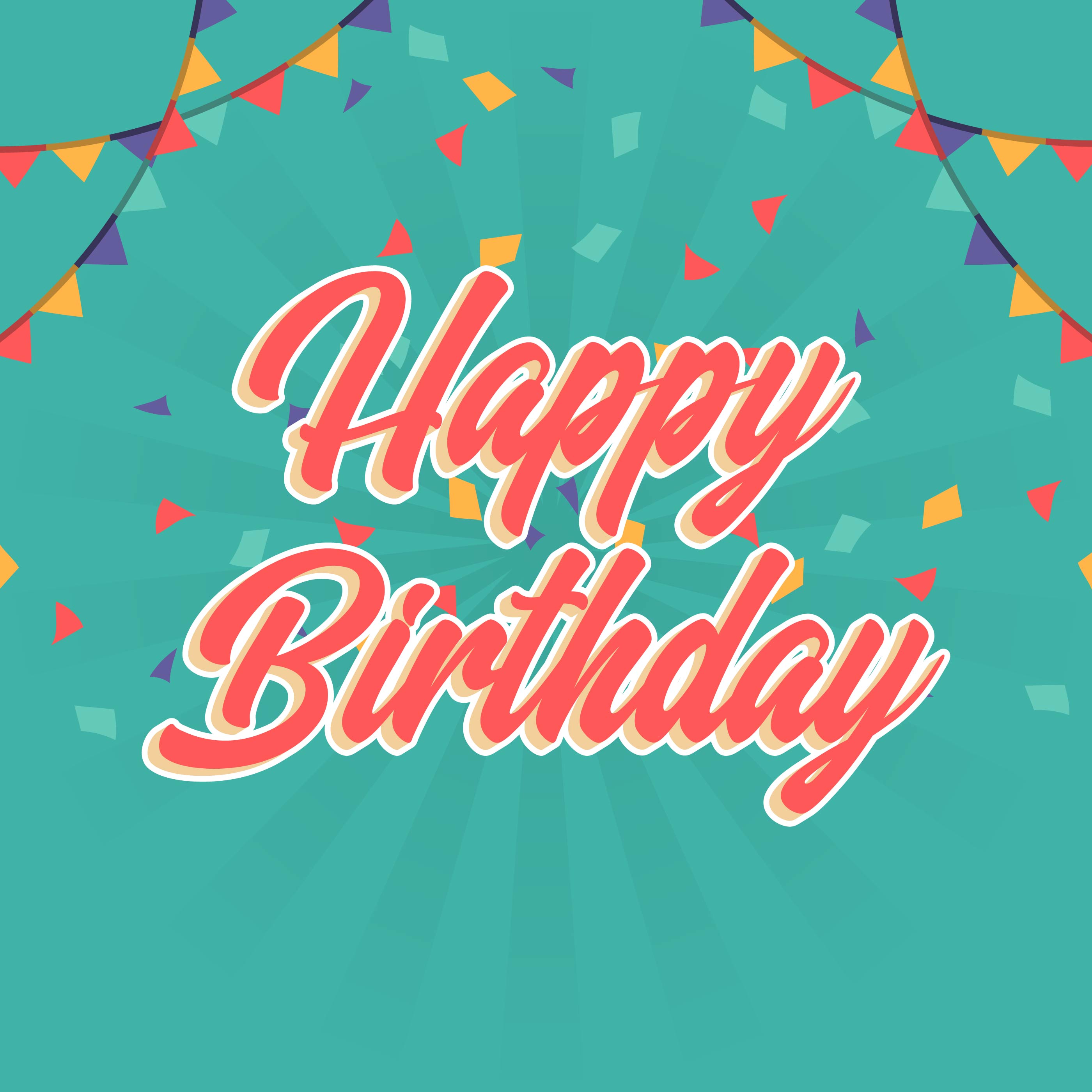 Download Flat Happy Birthday Greetings Lettering Typography Vector ...