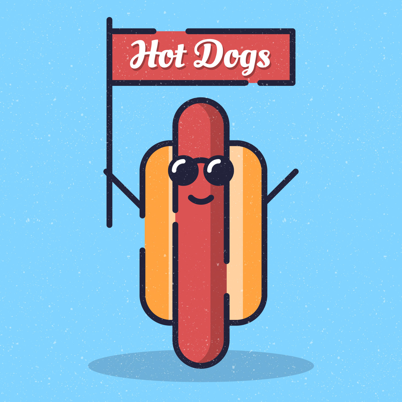 Download Hot Dog Character With Sunglasses And Smile Illustration ...