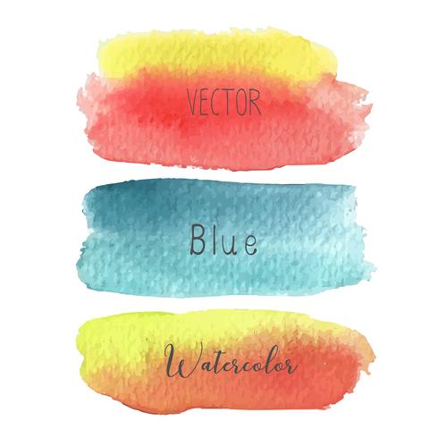 Set of colorful brush strokes watercolor on white baclground, Vector illustration.