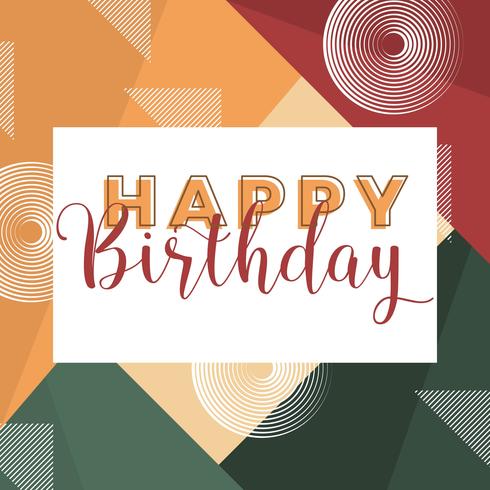 Flat Modern Geometric Happy Birthday Typography Vector Illustration