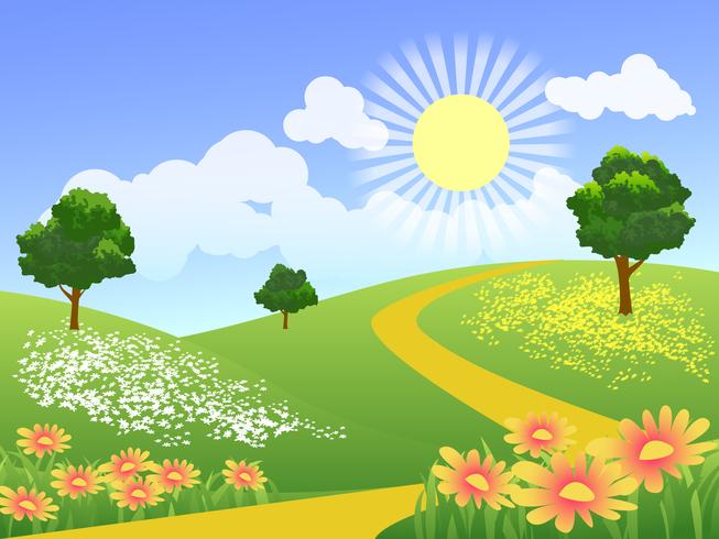 flowers in meadow vector