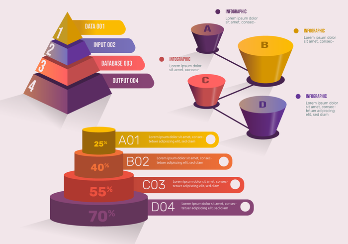 3D Infographic Element for Presentation Vector Set