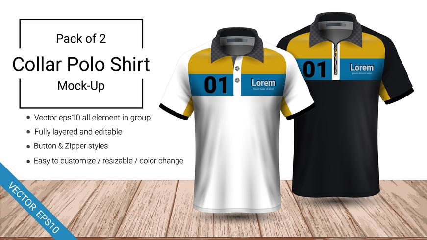 Polo collar t-shirt template. vector