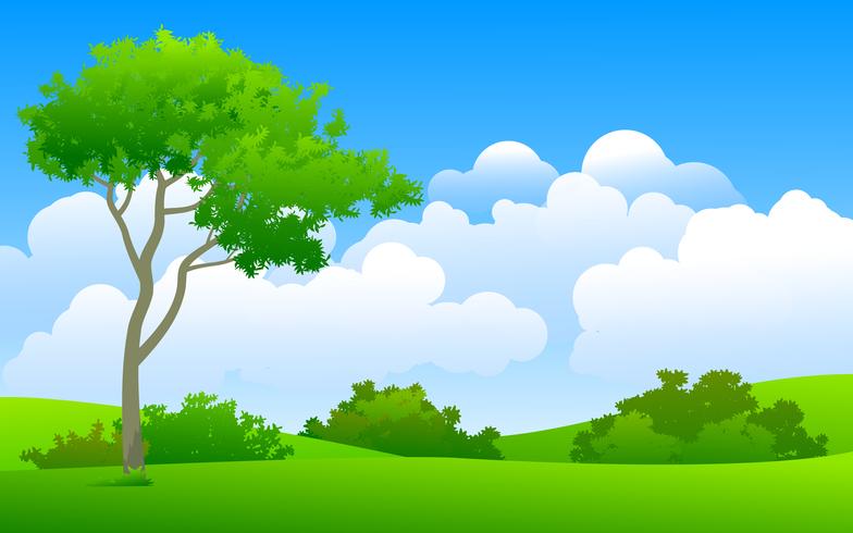  meadow and tree vector