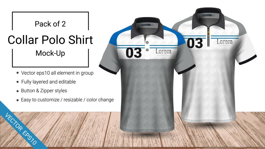 Polo collar t-shirt template. vector