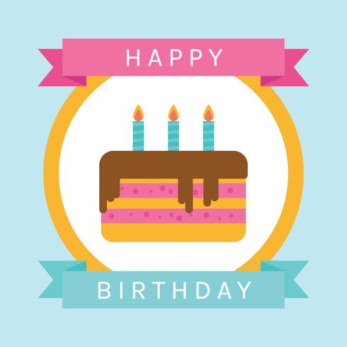 Flat Happy Birthday Card vector