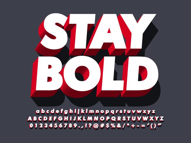 3d Bold Strong Red Font Effect vector