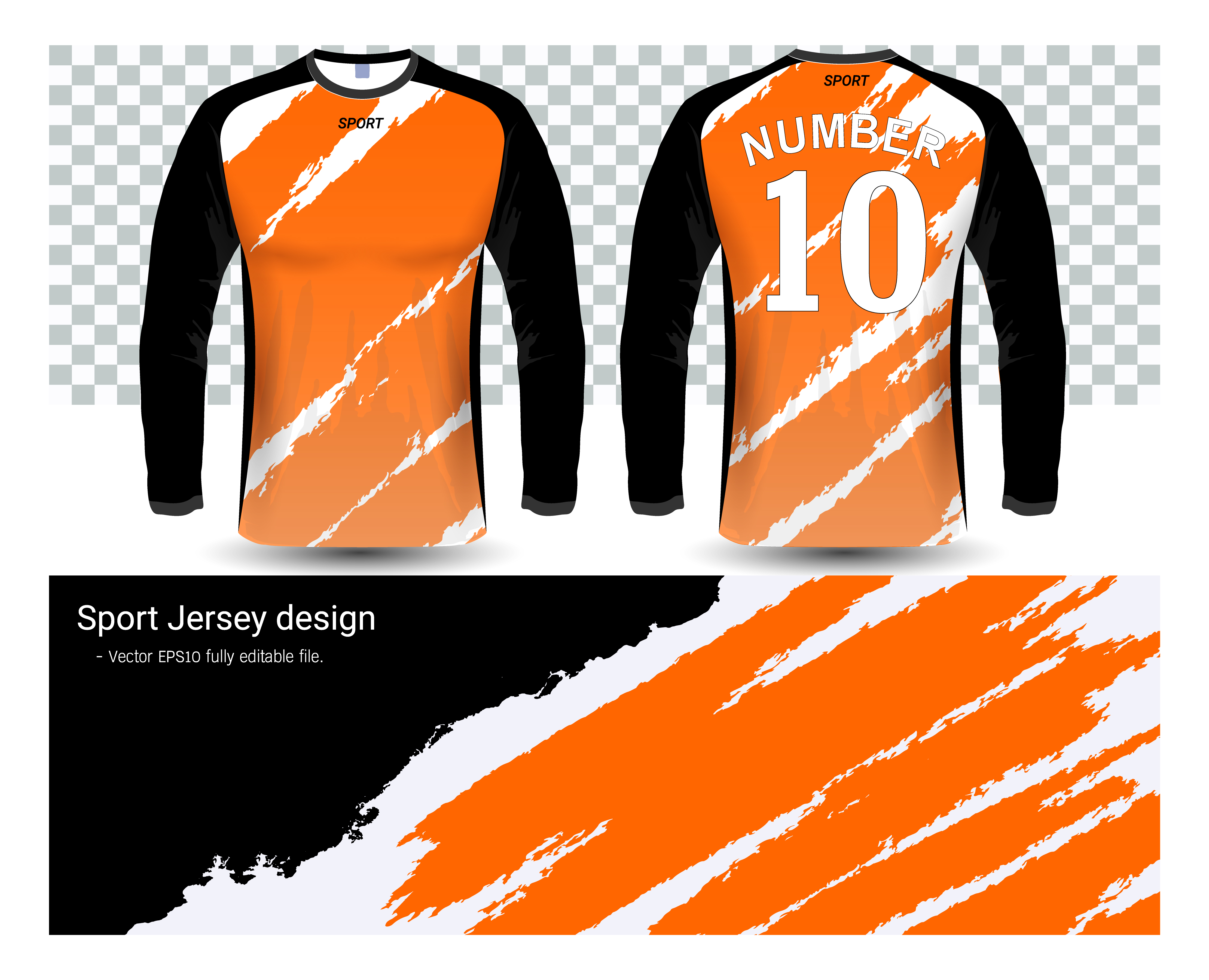 Download Long sleeve soccer jerseys t-shirts mockup template. 556543 Vector Art at Vecteezy